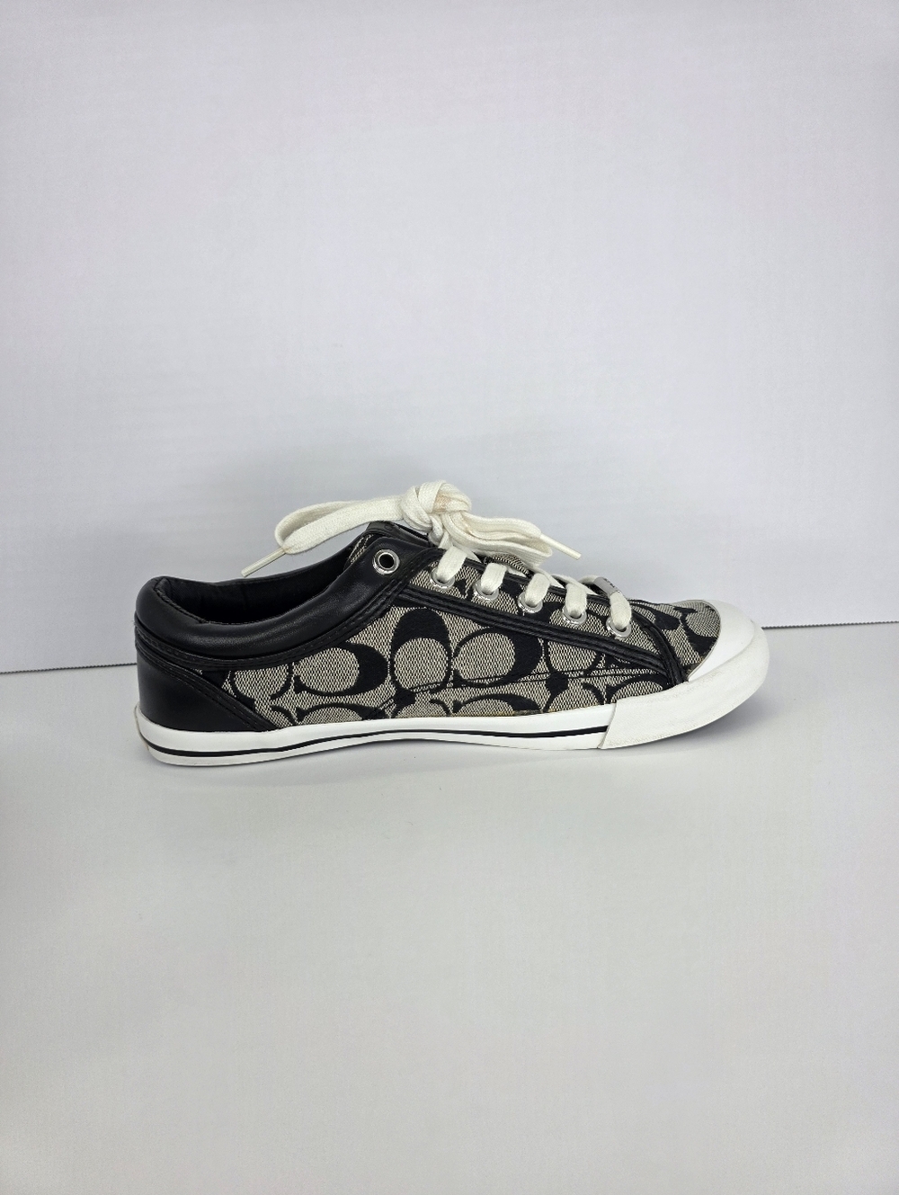 Y2K COACH Women's Francesca C Signature Logo Black Gray Sneakers Size 7.5B - Picture 12 of 16
